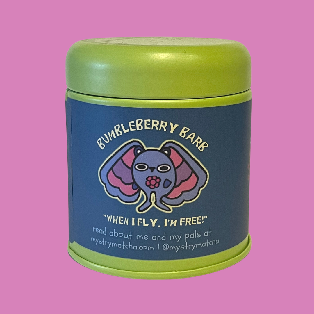 Tin of mysyty matcha's Bumbleberry Barb product